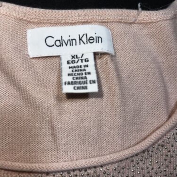 Calvin Klein Womens Pale Pink Sweater With Rhinestone Collar Detail Size XL - Picture 4 of 7